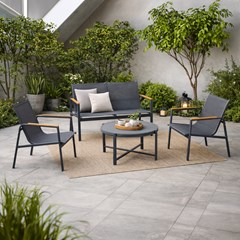 Garden Sofa Set of 4 Aluminium Grey