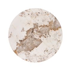 Arani Round Table – Beige Marble & Walnut