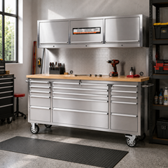 72 Inch Tool Chest with Pegboard & Top Cabinet