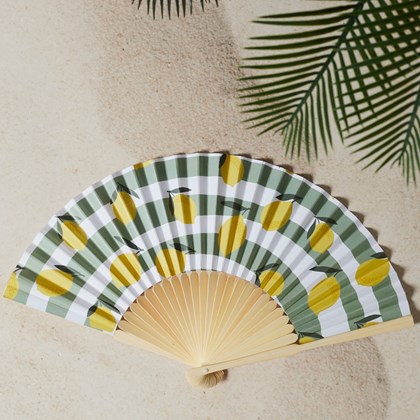 Bain De Soleil Wooden Fan With Lemons Print