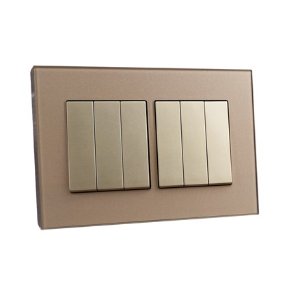 6 Gang 2 Way Switch Gold Temp Glass