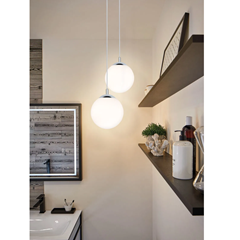 Globe Pendant IP44 20W Satin Chrome