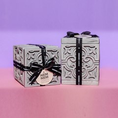 Large Cube Heart Grey Mango and Orchid