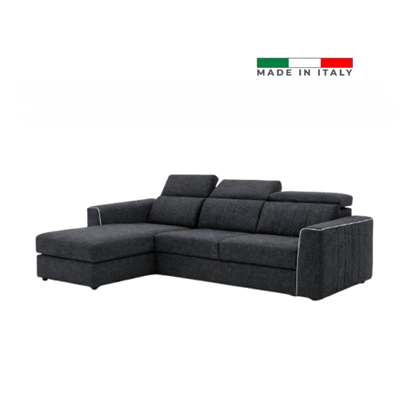 3-Seater Sofa with Pull-Out Bed + Chaise Longue Left – Dark Grey