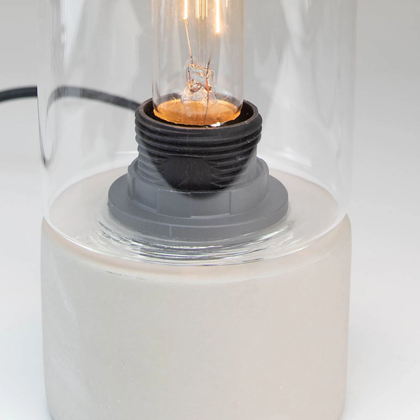 Glass Shade Concrete Cylinder E27 Industrial Table Lamp