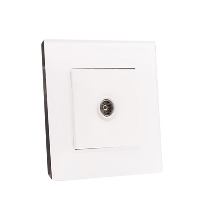 1 Gang TV Outlet White Temp Glass