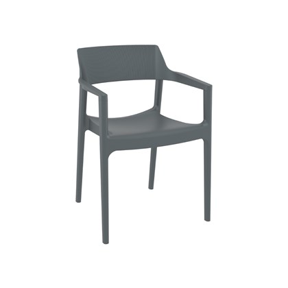 Modern Stackable Plastic Armchair – Dark Grey