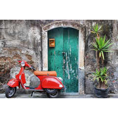 Red Moped Fine Art Print – Aluminium Matt 80x120 cm