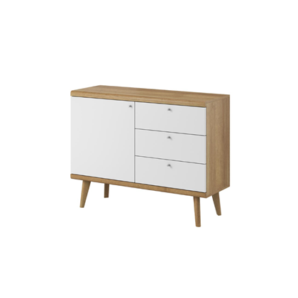 Sideboard 1 Door 3 Drawers – Riviera Oak & White