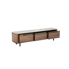 TV Unit - Ceramic Marble Top and Walnut
