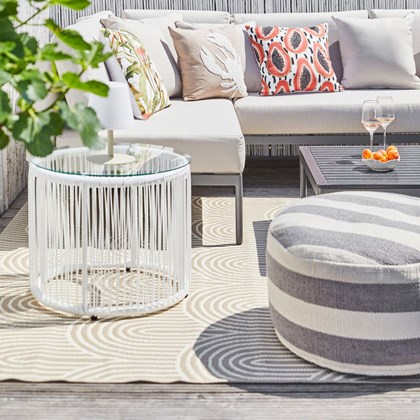 Inflatable Outdoor Pouf Stripes White & Grey