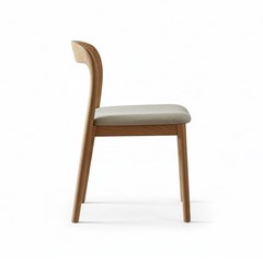 V Chair – Fabric & White Wax Wood Frame