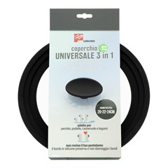 Universal Lids Set3 Cm 20. 22. 24. With Silicone Edge Glass Black