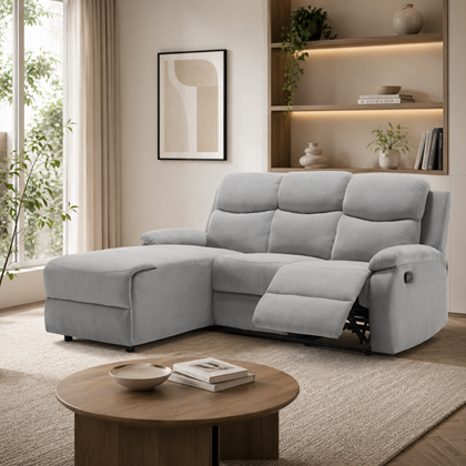 Left Recliner Corner Sofa - Grey