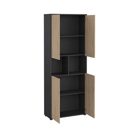 Sign Bookcase high with 4 doors.