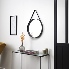Round Wall Mirror D50 cm Black
