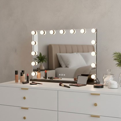 Led Makeup  Mirror 80X60cm - Black