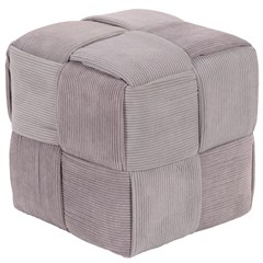 Ottoman Pouf Braided Corduroy Light Grey