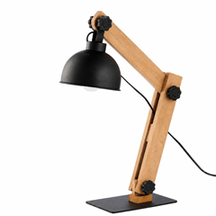 Bedside Lamp – Black & Light Wood