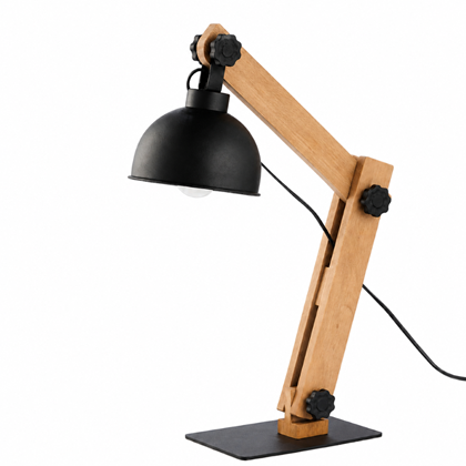Bedside Lamp – Black & Light Wood