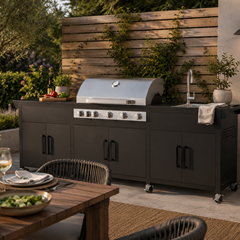 Black Outdoor Kitchen with Sink