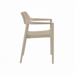 Modern Stackable Plastic Armchair – Taupe