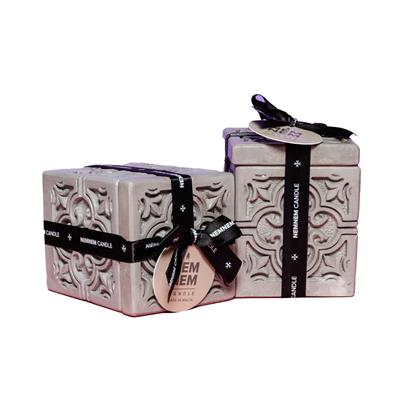 Large Cube Jar Maltese Tile Grey - Lavender and Mint