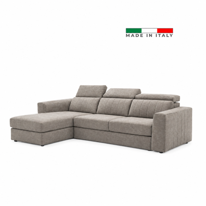 Sofa 3-Seater with Pull-Out Bed + Chaise Longue Left –  Taupe Grey