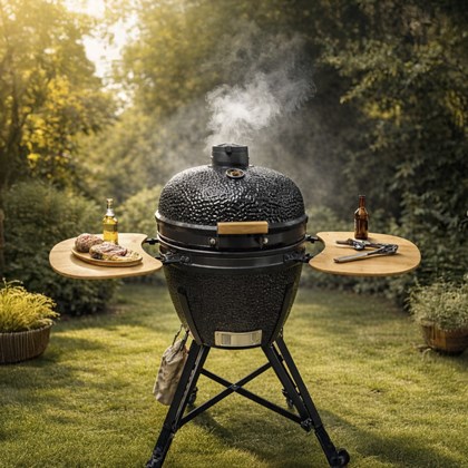 Kamado BBQ 24 Inch with Side Tables - Black