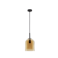 Pendant Light Double Layered Dark Champagne Glass and Black
