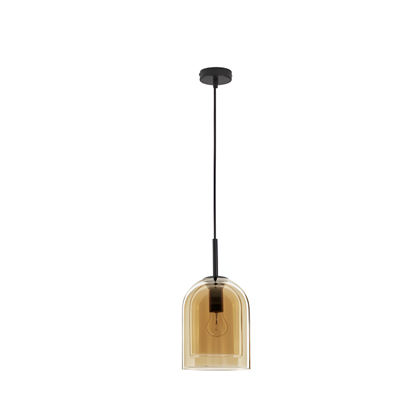 Pendant Light Double Layered Dark Champagne Glass and Black