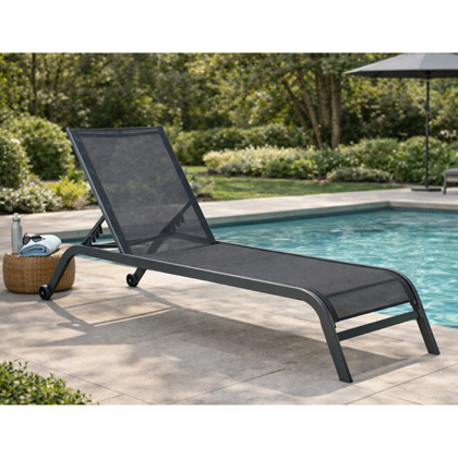 Folding Sun Lounger Aluminium  - Dark Grey