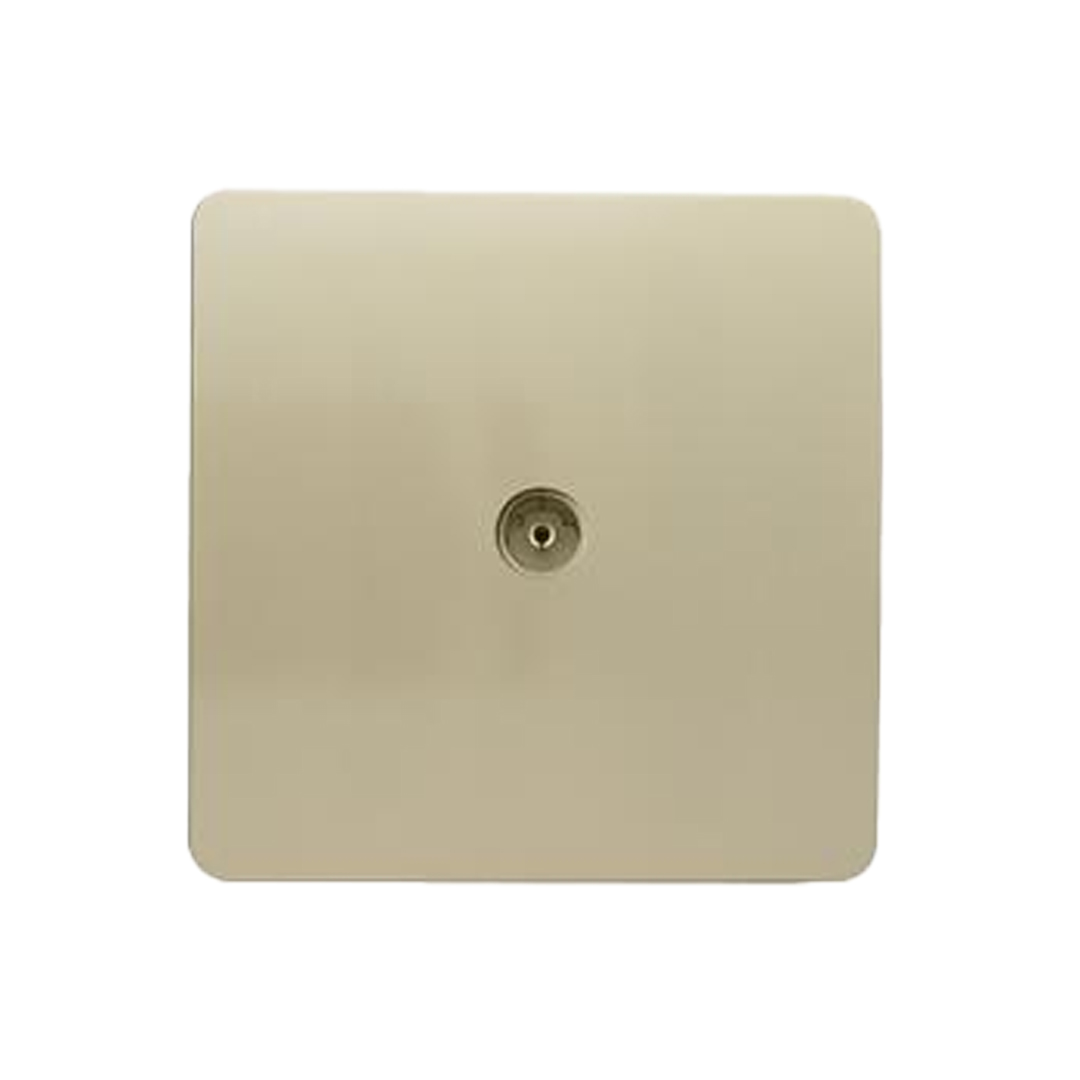 Trendi 1 Gang Modern Glossy Screwless Television Coaxial Socket Champagne Gold
