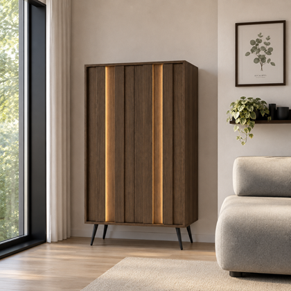 Amaro 2D Tall Chest of Drawers – Dark Wood