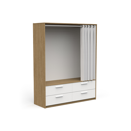 Dressing Wardrobe with 4 Drawers & Hanging Space – Hamilton Oak & Matte White