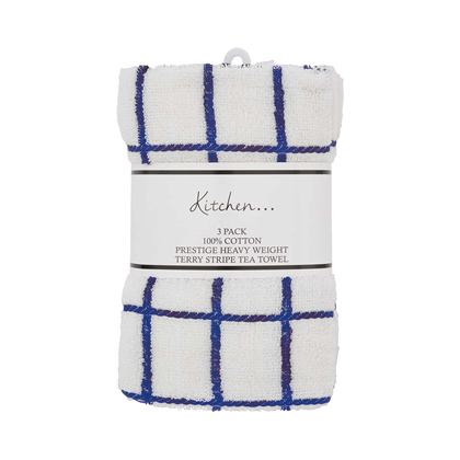 Kitchen Towel 3 Pack Stripe - 50x70cm - Blue