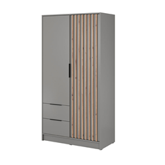 Wardrobe 2 Doors 2 Drawers – Oak & Grey