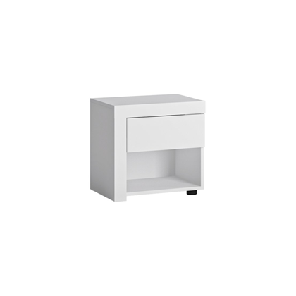 Left-sided Bedside Table 1 Shelf – White Alpin & High Gloss