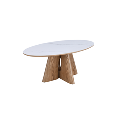 Dining Table – Matt White Marble & Natural Ash