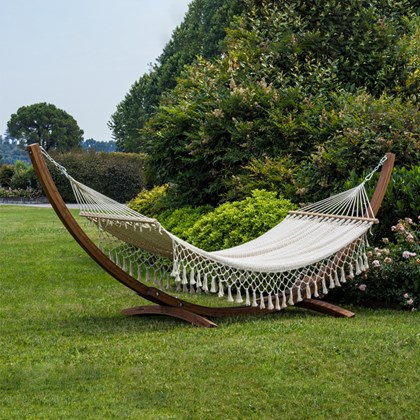 Garden Hammock with Curved Wooden Support