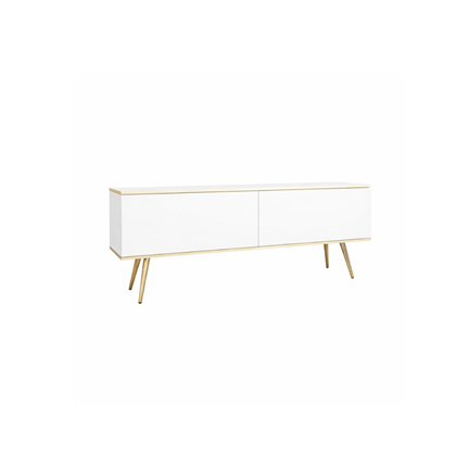 TV Unit with Gold Legs – White