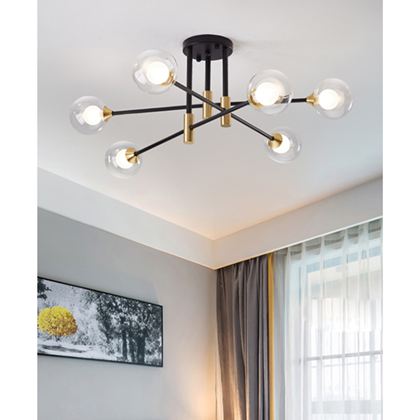 Pendant Lamp Iron Glass Black & Gold