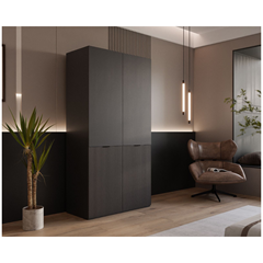 Bedroom Set 160x200- Dark Walnut, Black & Light Grey