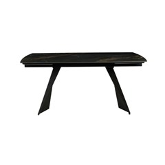 Extendable Dining Table - Black-Gold Ceramic Top 165 x (40 +40) x 90 x76 cm