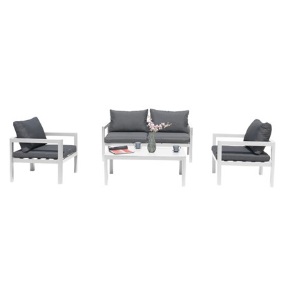 Aluminium 2 Seater 4pc Sofa Set White