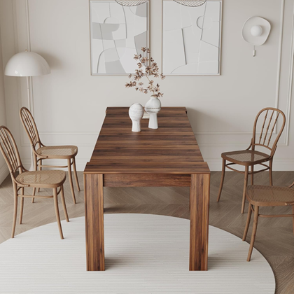 Extendable Dining Table Wood Grain Finish