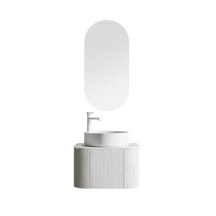 Bathroom Vanity Unit Matt White 60x36cm - Round Ceramic Basin (3B)