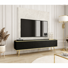 TV Unit MDF with Gold Legs – Black