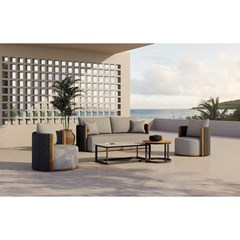 Garden Sofa Set Of 5 - Teak & Grey