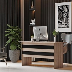 Office Desk Oak Larex Black